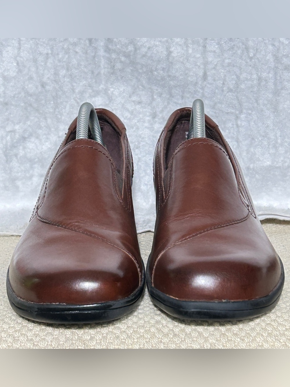 Clarks Womens Brown Leather May Poppy Bendables SlipOn Wedge Loafer Shoes SZ 9M - Picture 3 of 11